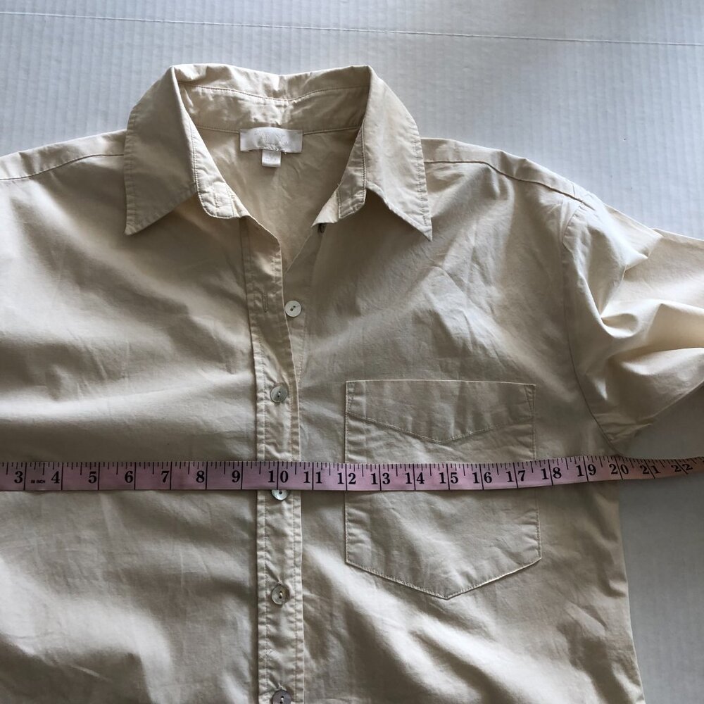 Le' AL.X Women Cream Beige Midi Dress Shirt Size L Large Cotton Long Sleeves - Picture 7 of 10